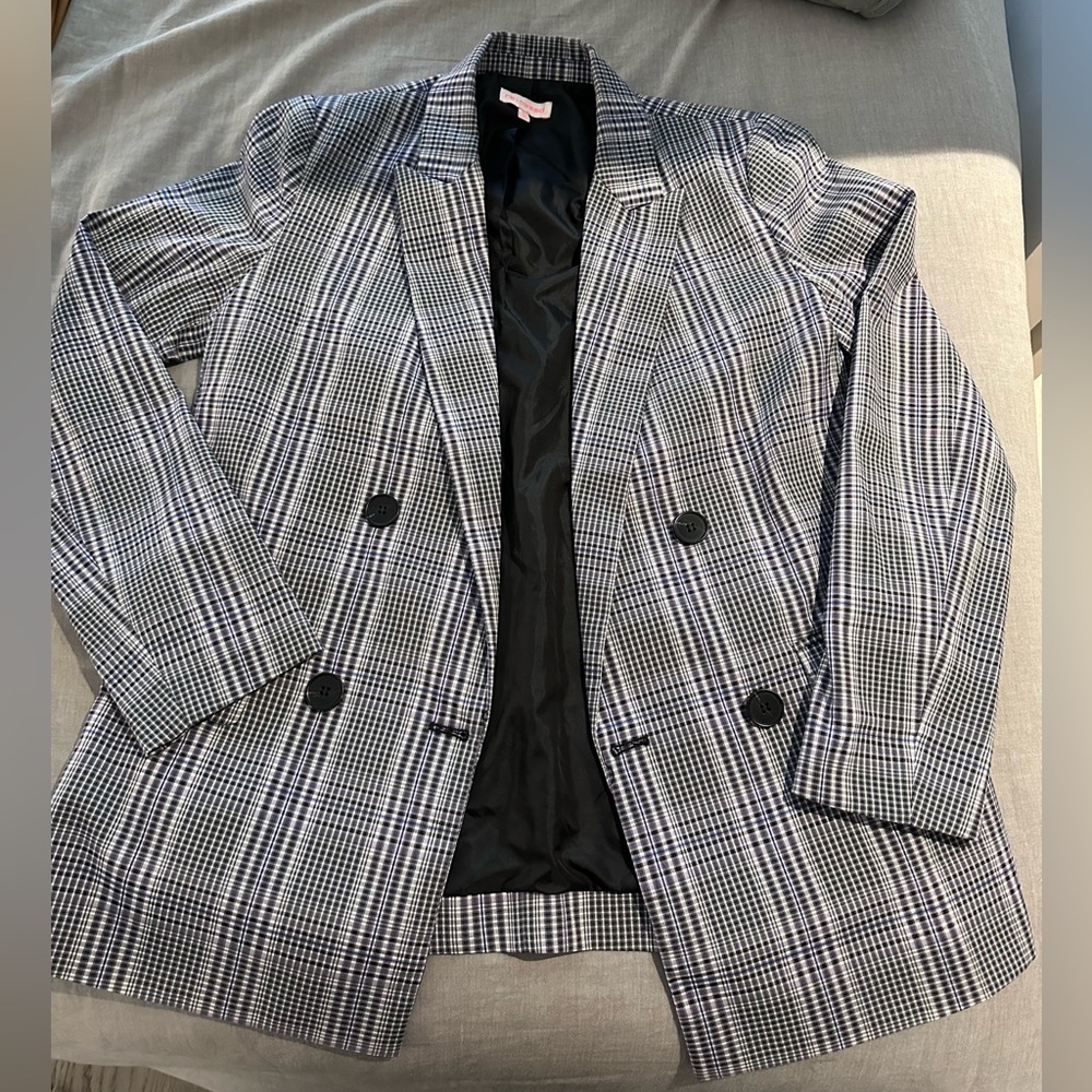 Purple Plaid Oversized Blazer